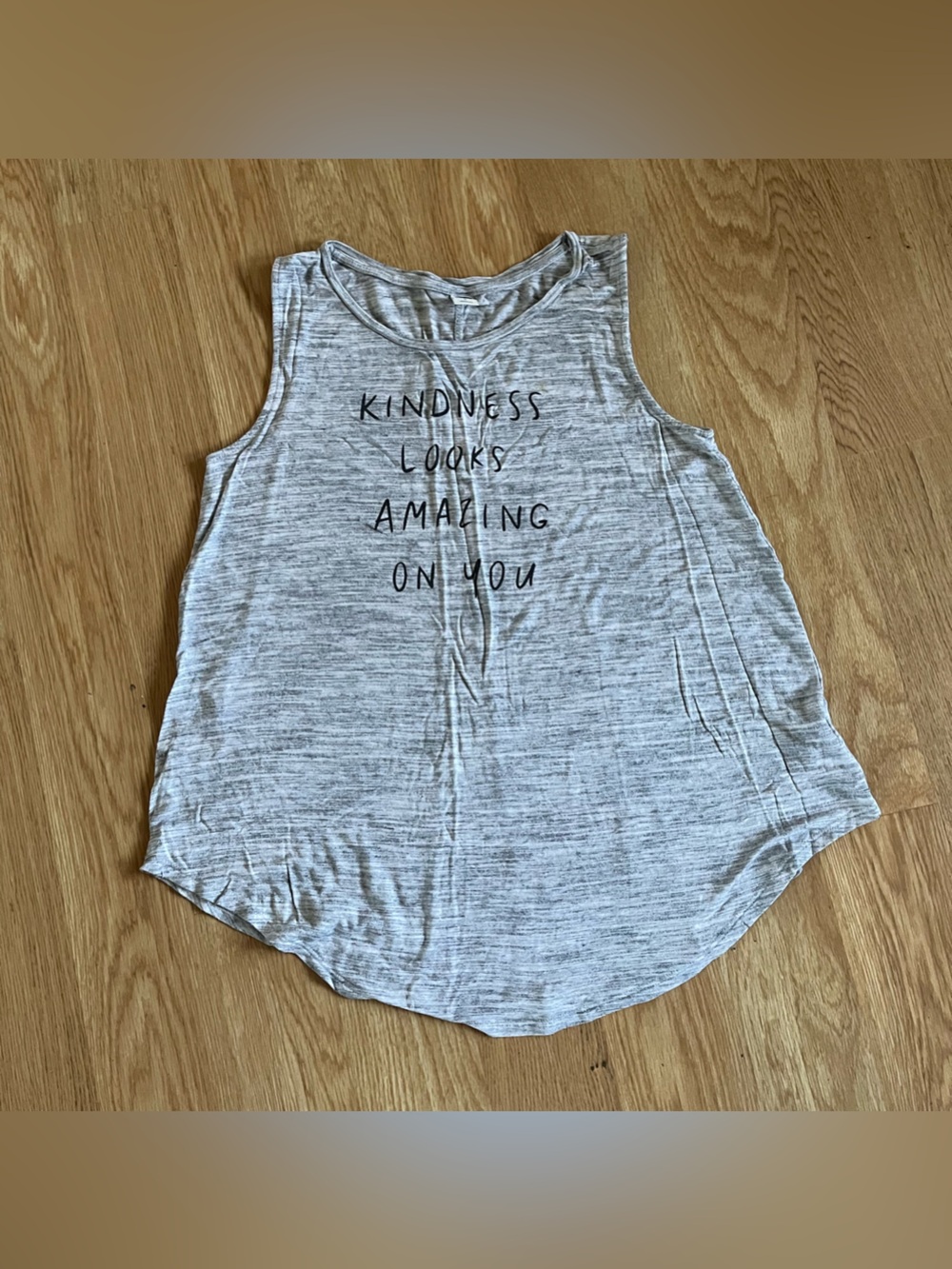 Old Navy Graphic Tank Top Size S Gray Kindness Looks Amazing On You Scoop Neck